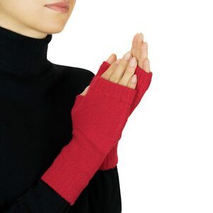 8534 Womens Cashmere Fingerless Mitts, Red